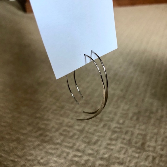 Silver Open Hoop Earrings - Picture 3 of 5